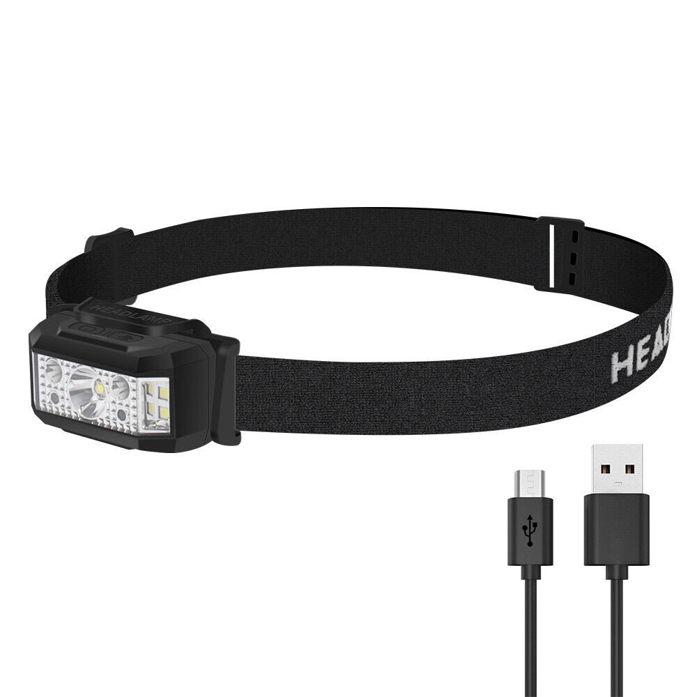BORUiT Sensor LED Headlamp Head Torch Band Lamp Headlight Rechargeable Camping