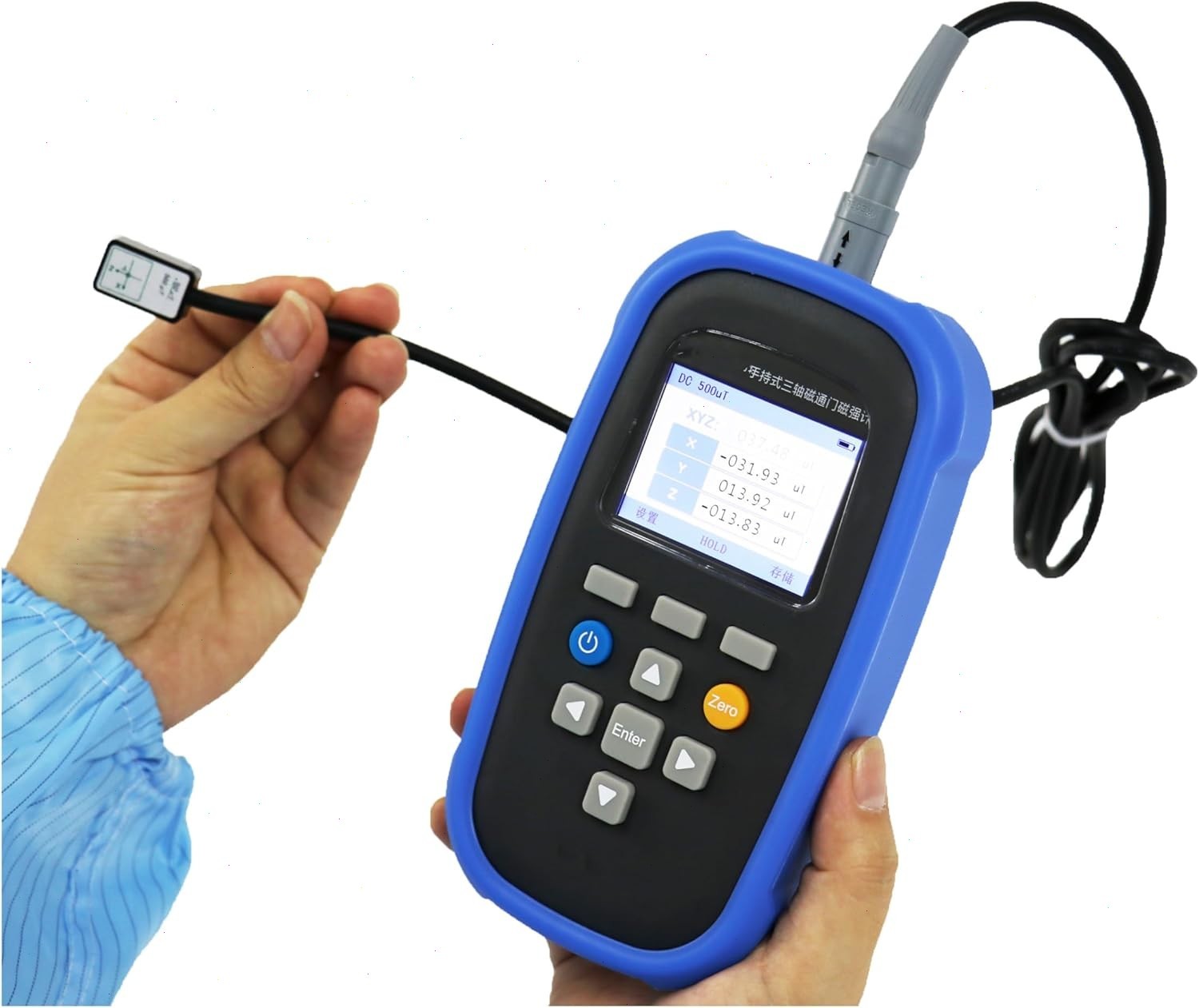 Three-axis Fluxgate Magnetometer with Class Range 0~2000 μT μT mG Unit Switch