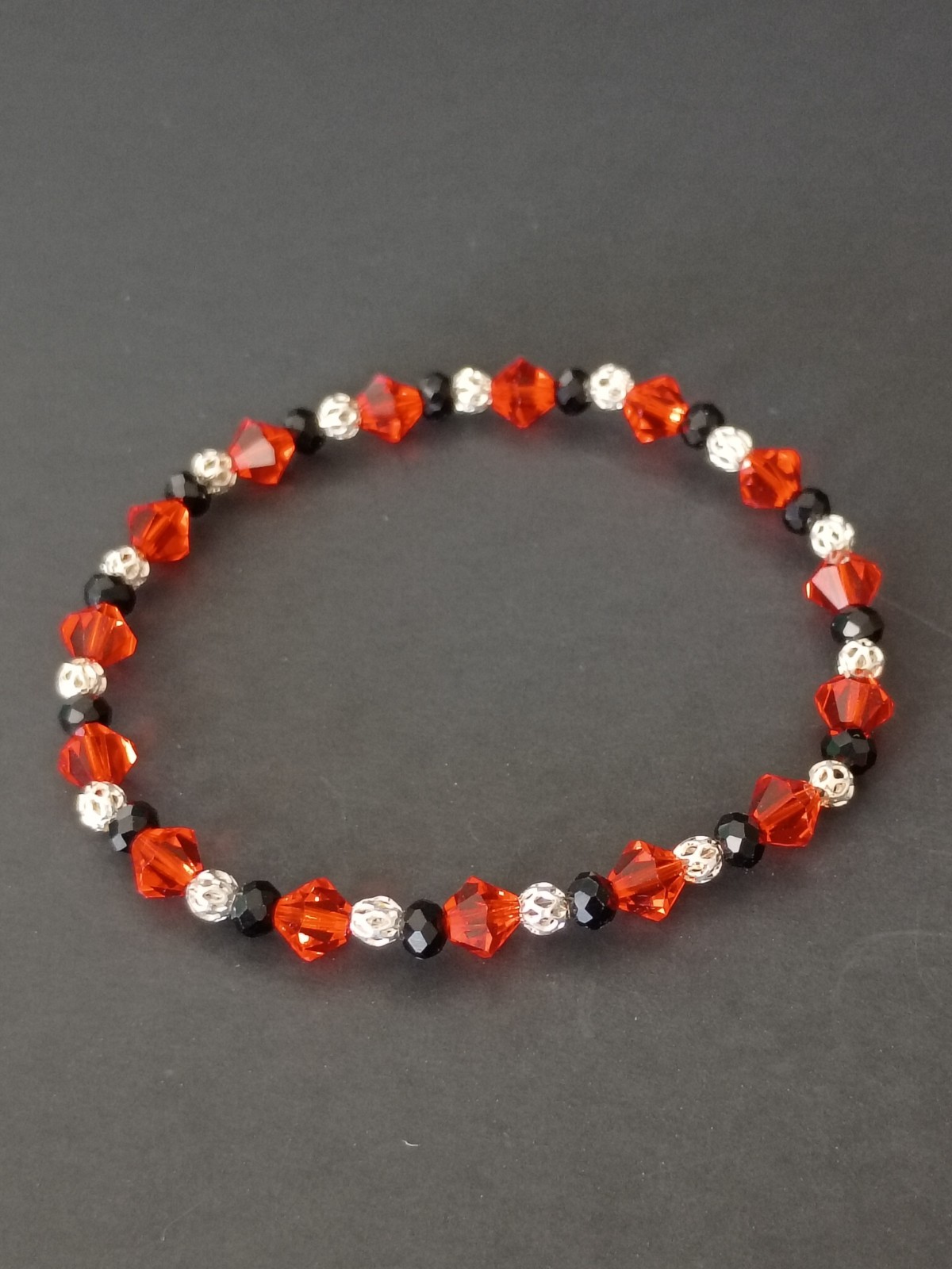 Crystal Bracelet Orange & Black Crystals Hand Made. New
