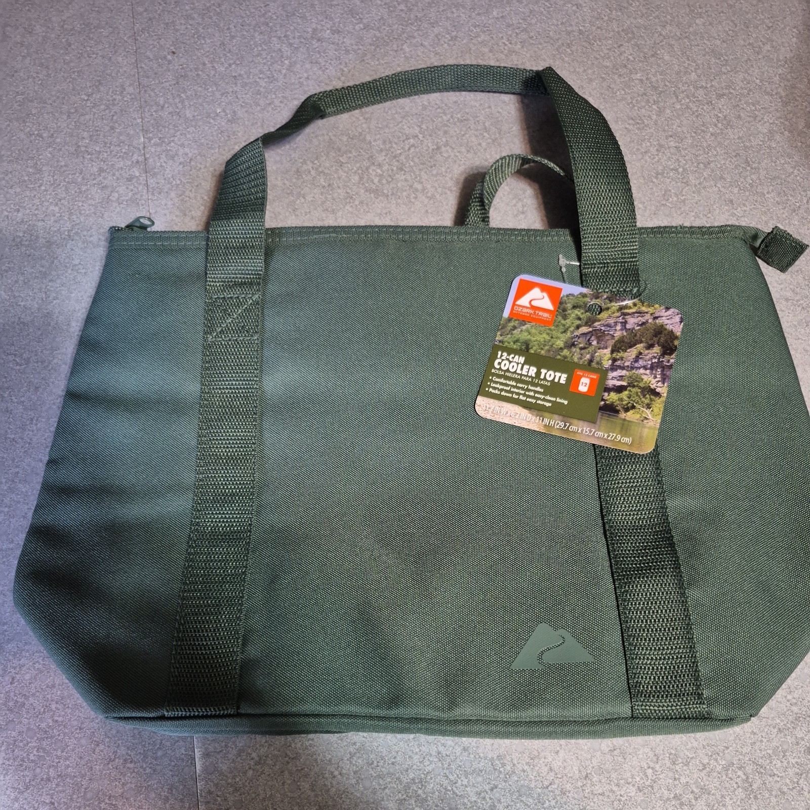 Ozark Trail 12 Can Soft CoolerTote Zippered with Handles Green