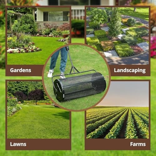 Compost Spreader 36 Inch Towable Peat Moss Spreader with Installation Support