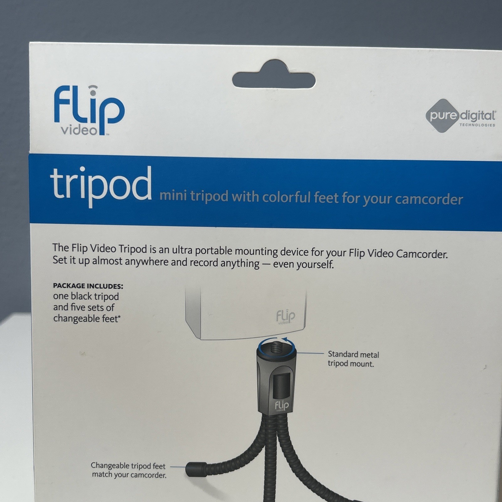 Flip Video Mini Tripod with Interchangeable Feet Pure Digital Tech