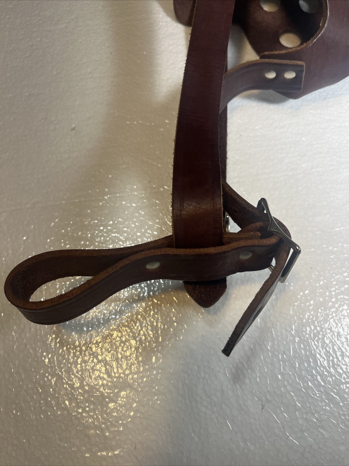 Vintage Adjustable Brown Leather Dog Muzzle, Vented, Lrg Breed Size 5?