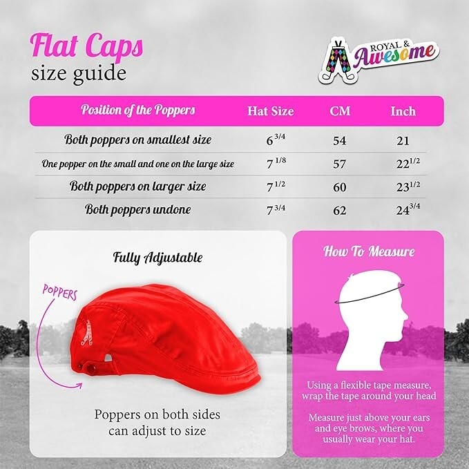 Royal and Awesome Golf Hat Men`s Bright Red Golf Flat Cap Adjustable