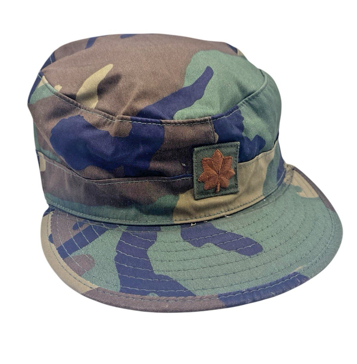 Vintage US Military Cap 7 1/2 Woodland Camo Hat Propper Combat 1980s MAJOR Patch