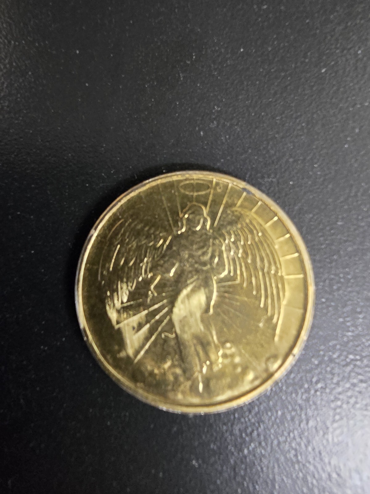 Vintage Guardian Angel-Double-Sided Gold  Plated Good Luck Collectors Coin Unc