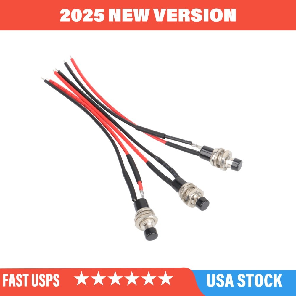 Mini 12V Push Button Switch Momentary ON OFF N/O SPST Pre-Wired 3 Pack A Kit
