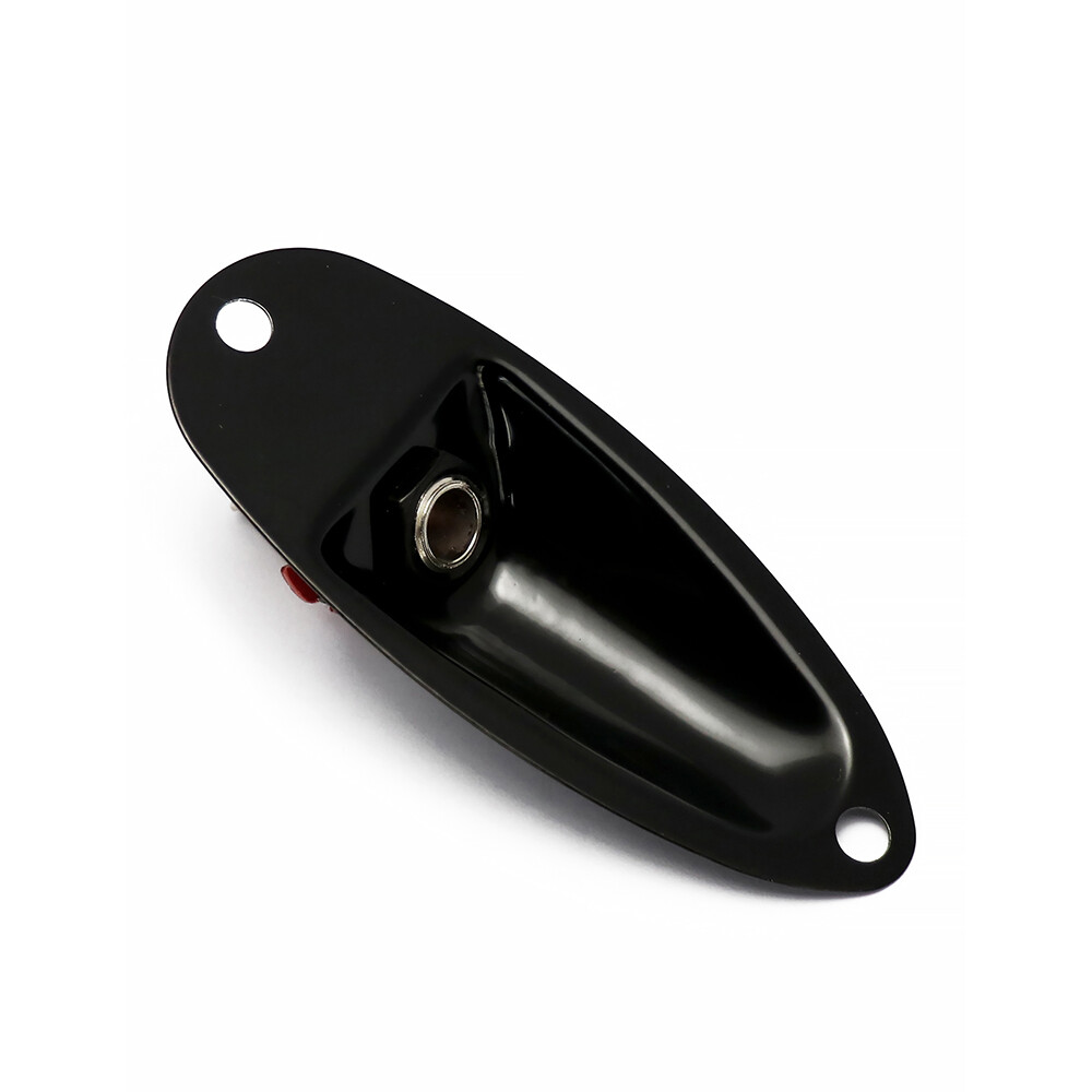Electric Guitar Jack Plate Boat Style Socket Plate with Screws for Strat Black