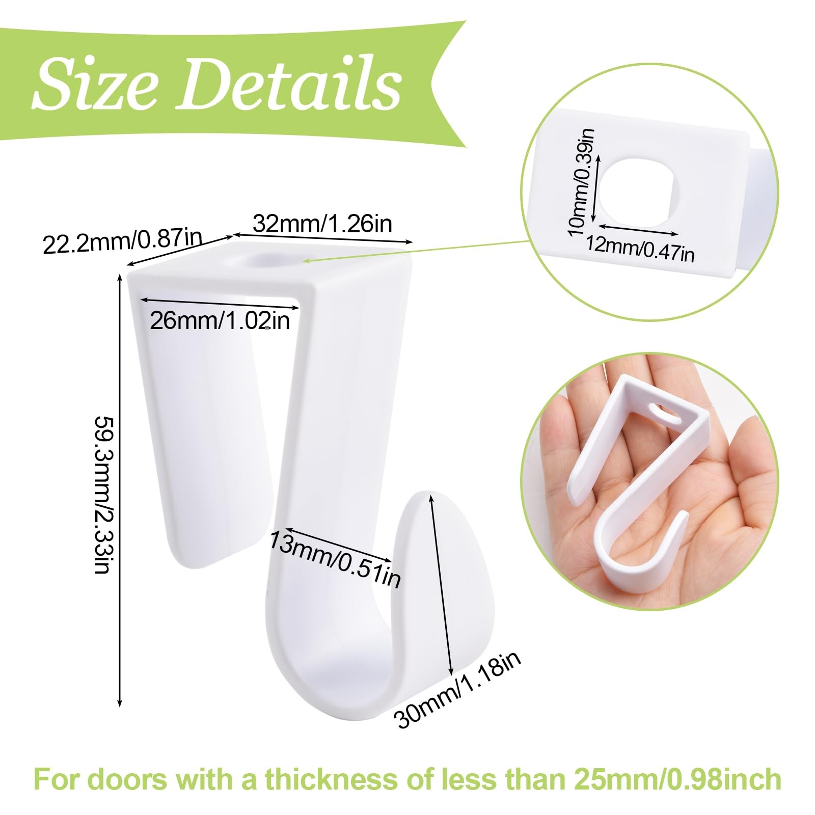 16 PCS White Over Cabinet Door Hooks Plastic MultiPurpose SpaceSaving Drawer