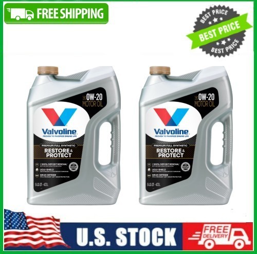 2 Pack Valvoline Restore & Protect Full Synthetic 0W-20 Motor Oil 5 QT Pk