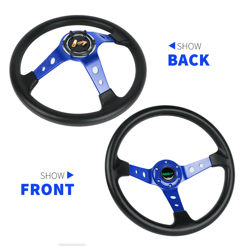 14"Blue Steering Wheel+Quick Release+Hub Adapter 174H For Ford Mustang 1984-2004