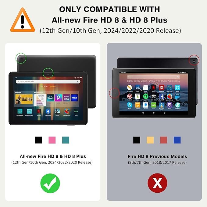 Amazon Fire HD 8 Case 2024 12th Gen 8 inch Tablet Cover + Pen & Screen Protector