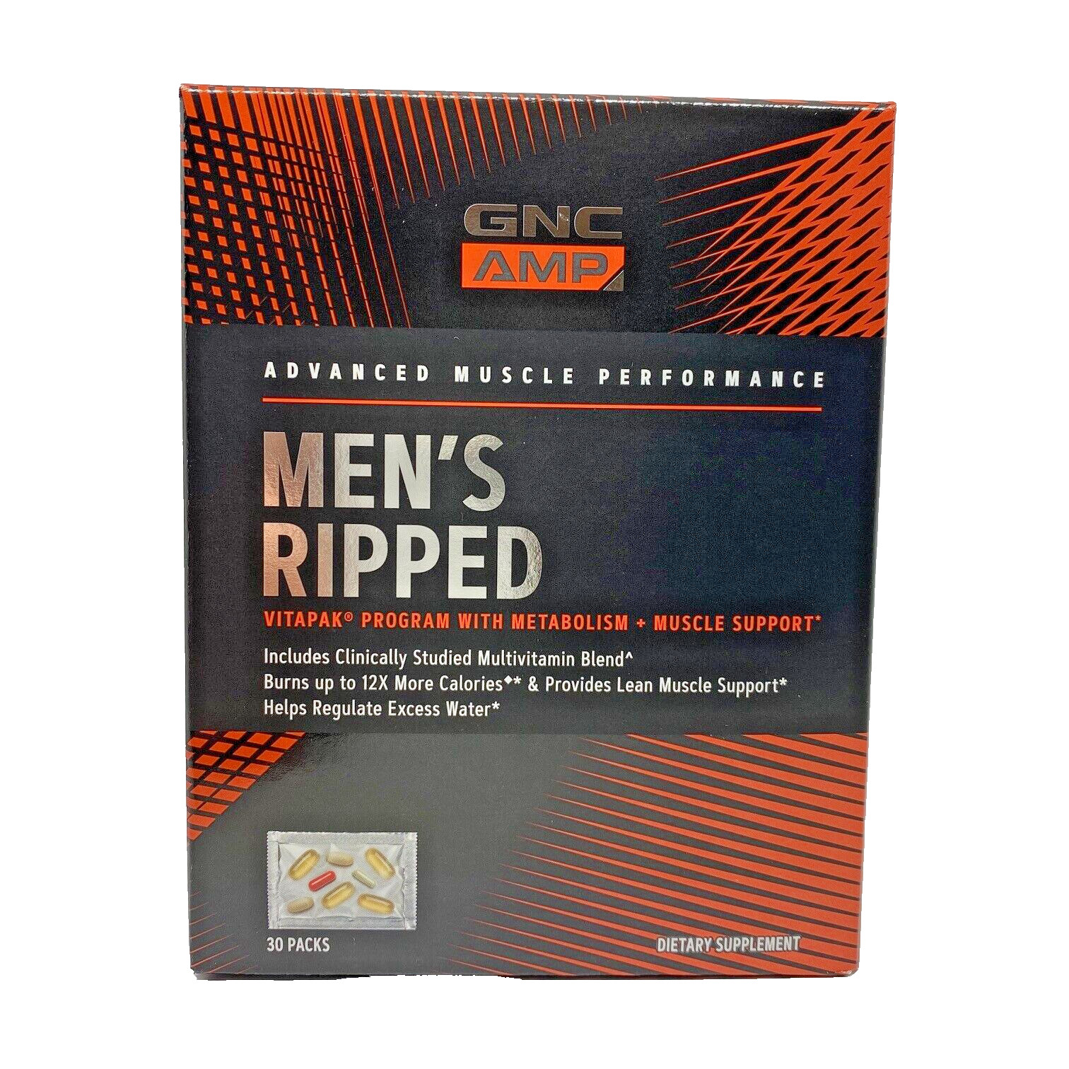 Gnc  Mens Ripped Vitapak Multivitamins 30 Pks Free Ship Exp 05/27