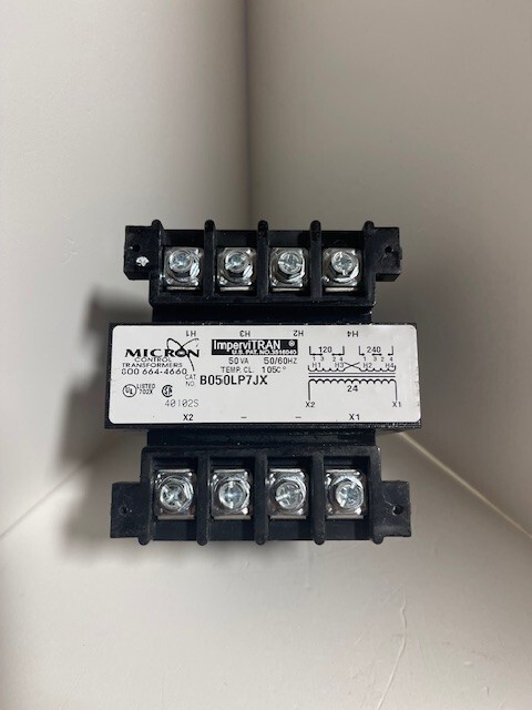 Micron B050LP7JX 50VA  Pri. 120x240Vac x Sec. 24Vac Control Transformer