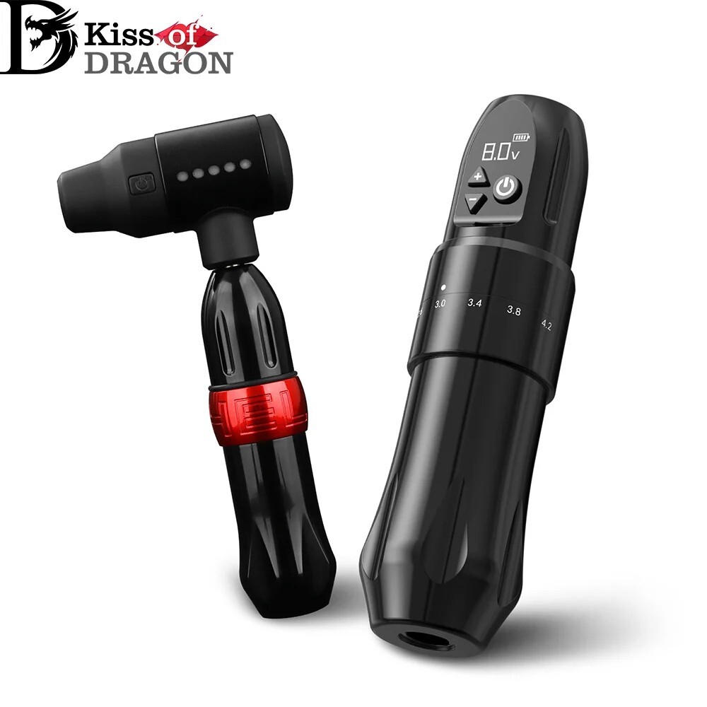 Kiss of Dragon Wireless Tattoo Machine Rotary Pen Supply 7 Adjustable Stroke USA