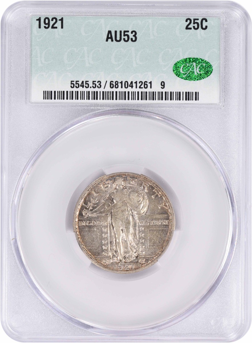 1921 Standing Liberty Silver Quarter AU53 CACG