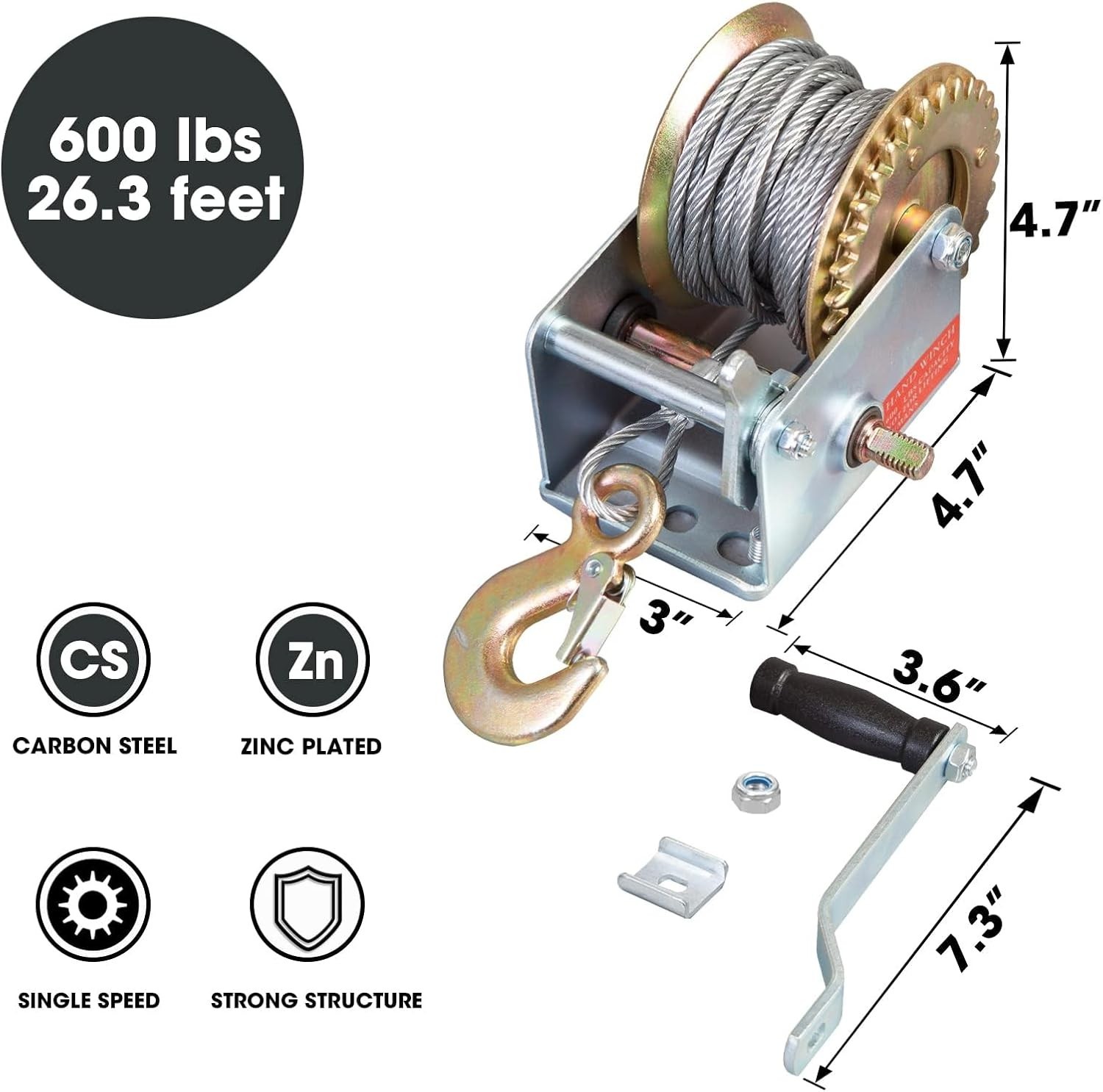 Lightweight Hand Winch with High Capacity for Lifting and Pulling Tasks