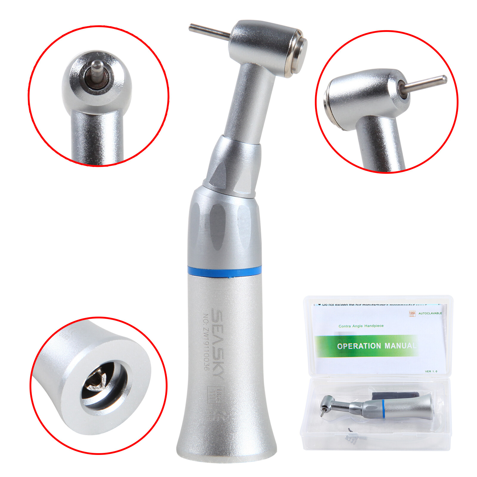 Dental Low Slow Speed Contra Angle Handpiece Fit FG 1.6mm Burs E-type