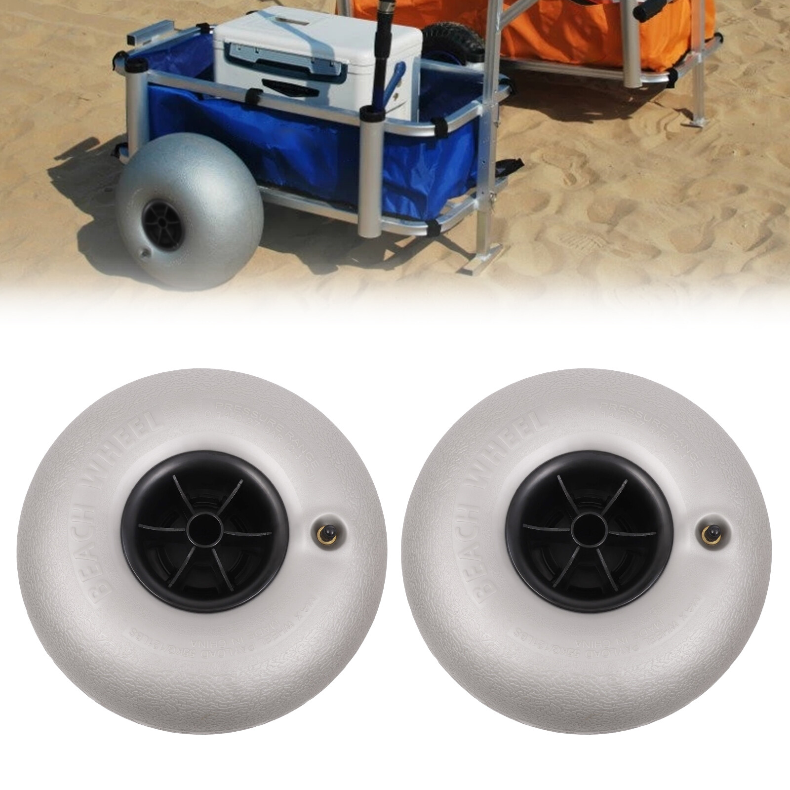 2Pcs Balloon Wheels 10" Replacement Big Beach Sand Tires for Kayak Dolly Canoe !