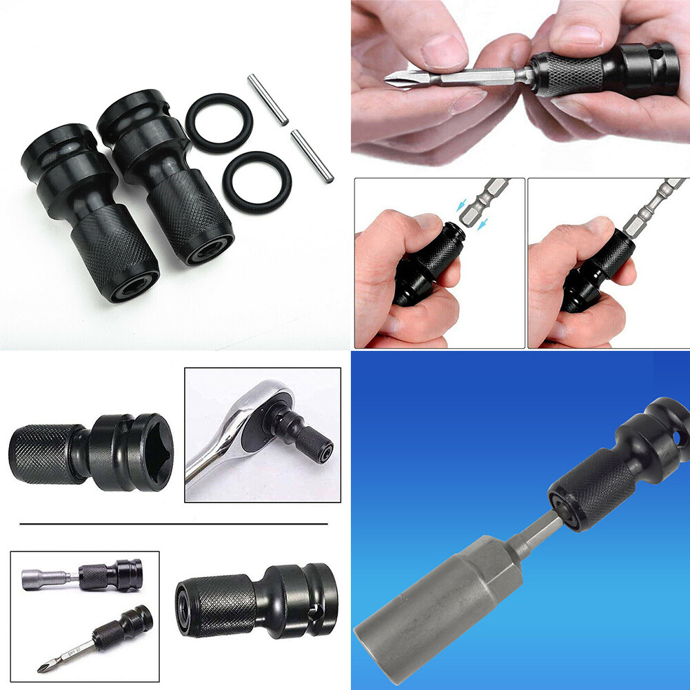 US 2 Pcs 1/2" Drive To 1/4" Socket Adapter Hex Drill Chuck Change
