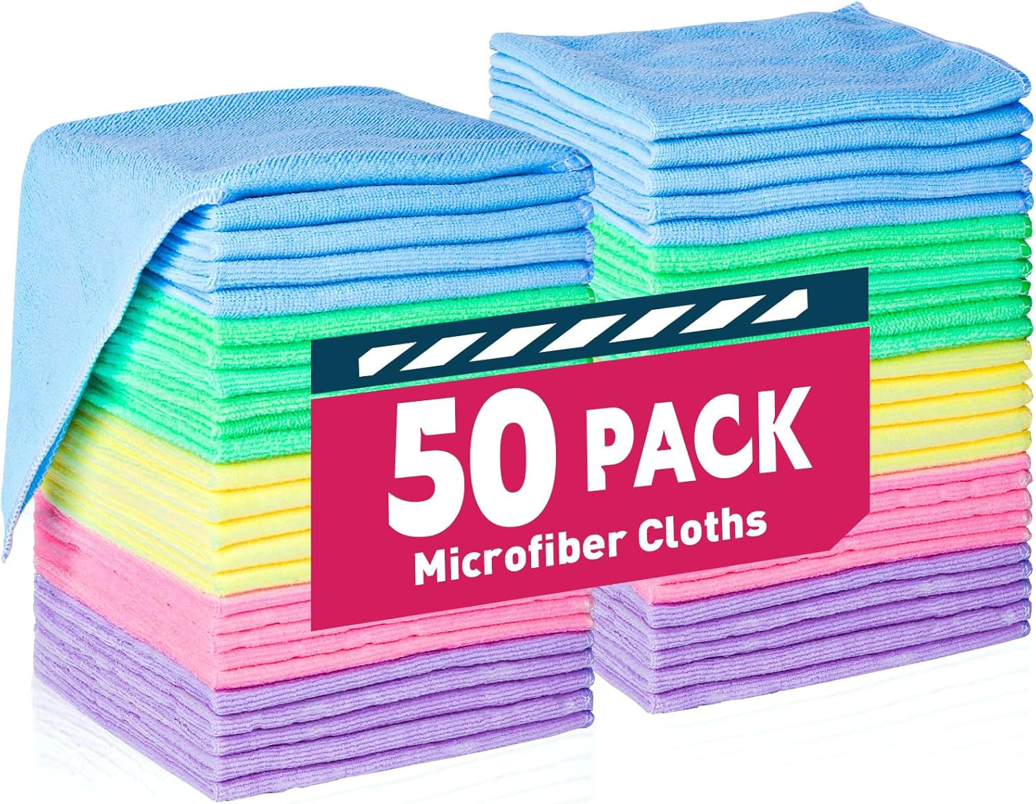 Microfiber Cleaning Cloths-50 Pack, Microfiber Towels Bulk, Towels for Cars & Ho