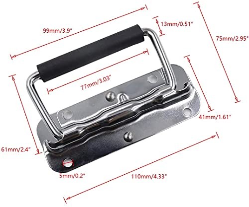 Heavy Duty Toolbox Chest Handle 2 Pack 4.33 Inch Rubber Grip