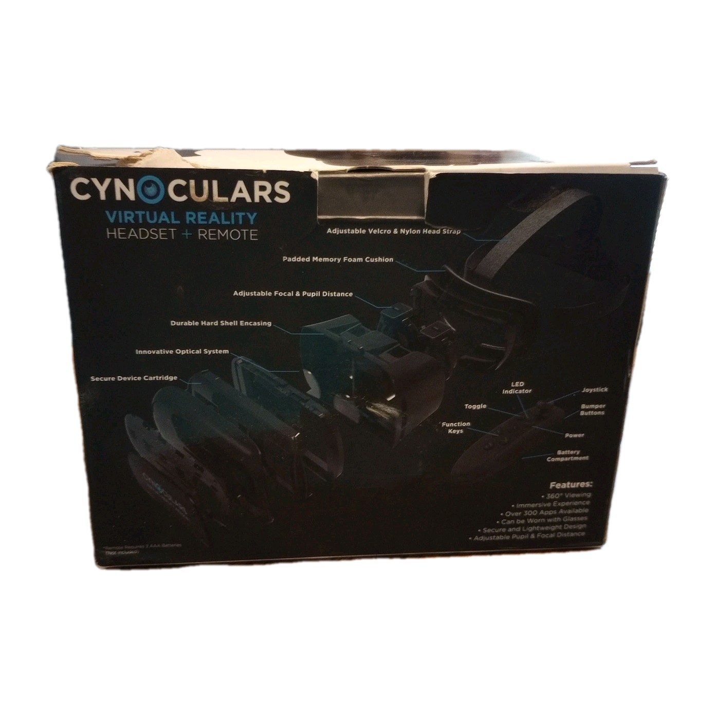 Cynocular's VR Virtual Reality App 3D Glasses Adjustable Headset Plus Remote