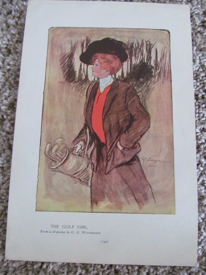 VINTAGE COLORFUL GOLF PRINT FROM A MAGAZINE-WEIDERSEIM  6 1/2" X 9 13/16"