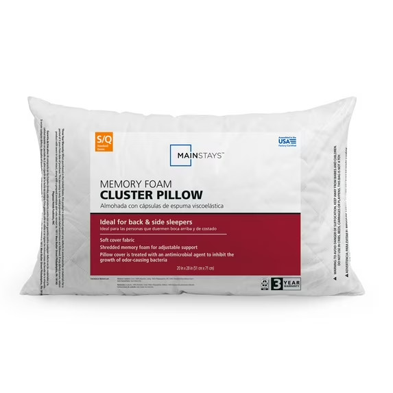 Mainstays™ Memory Foam Cluster Bed Pillow Standard Queen - FAST SHIPPING