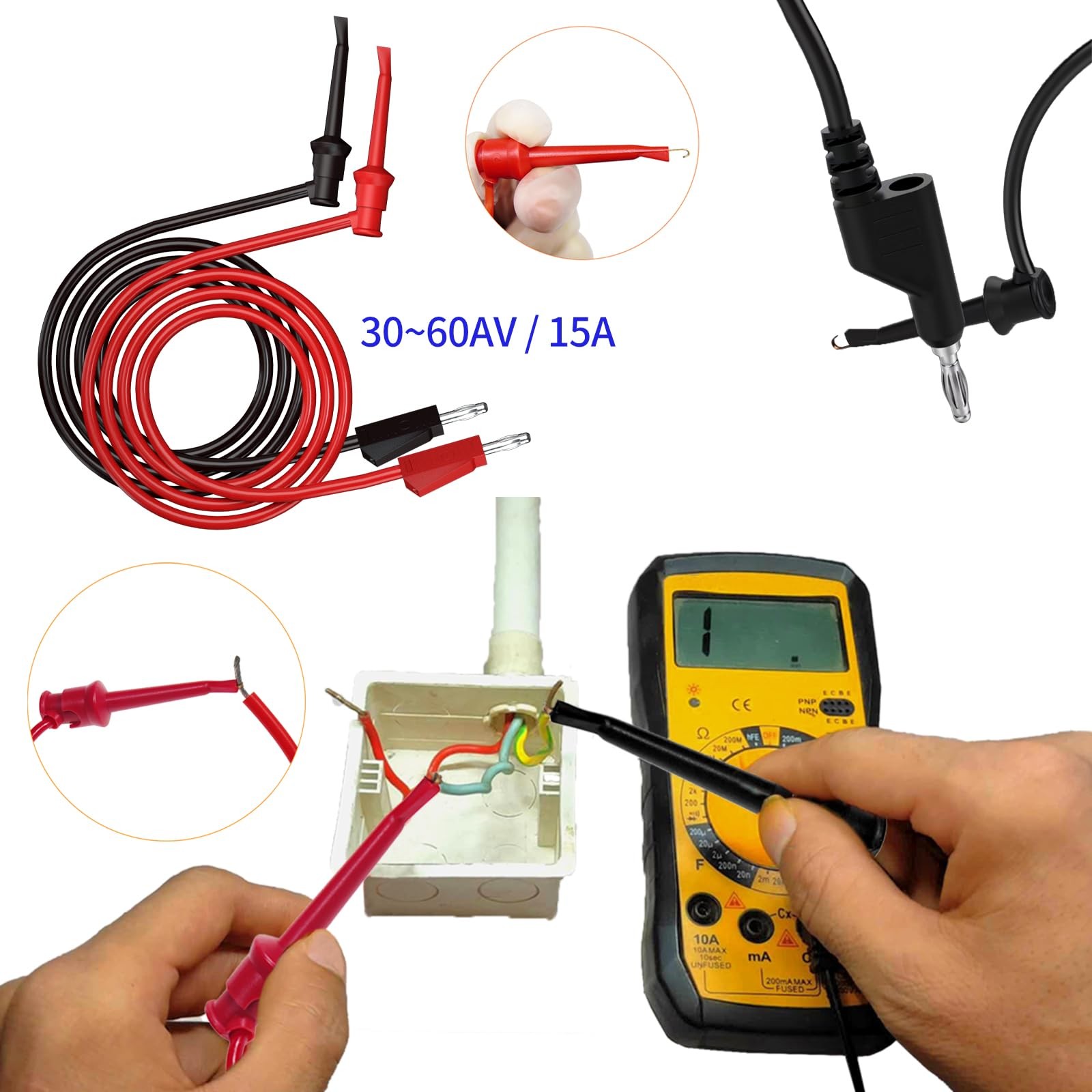 Electrical Multimeter Test Lead Kit with Soft Case Test Hook for Digital Elec...