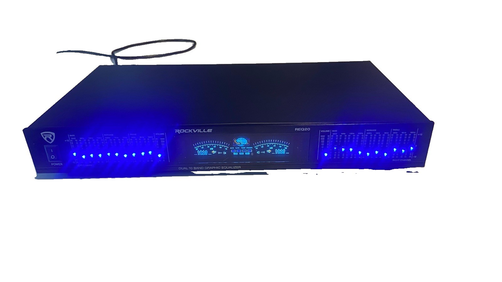 Rockville REQ20 Pro Two Channel 10 Band Graphic Equalizer with VU Meters