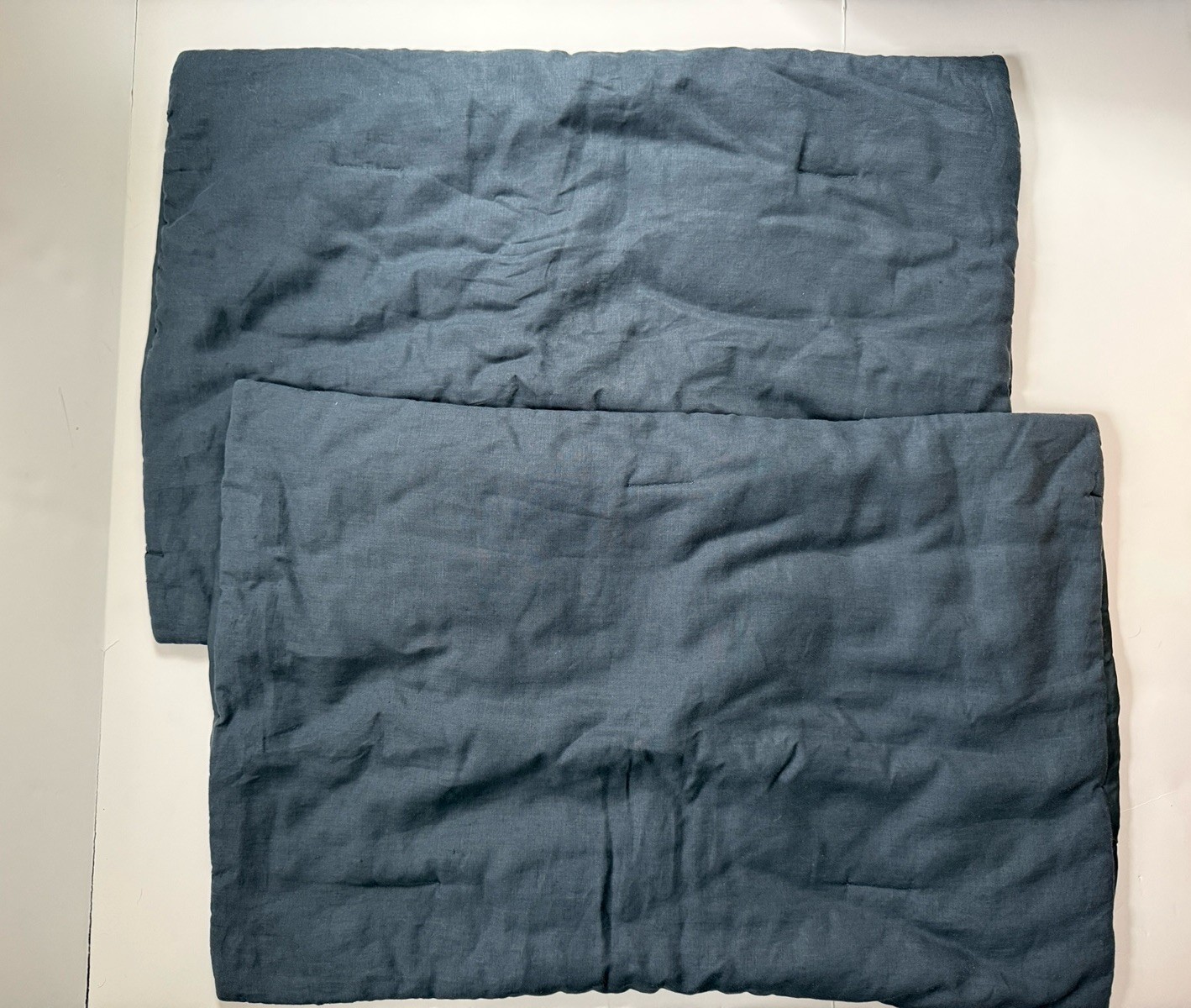 NWOT Bokser Home French Linen Pillow Shams Set of 2 Baltic Blue 100% Linen NEW