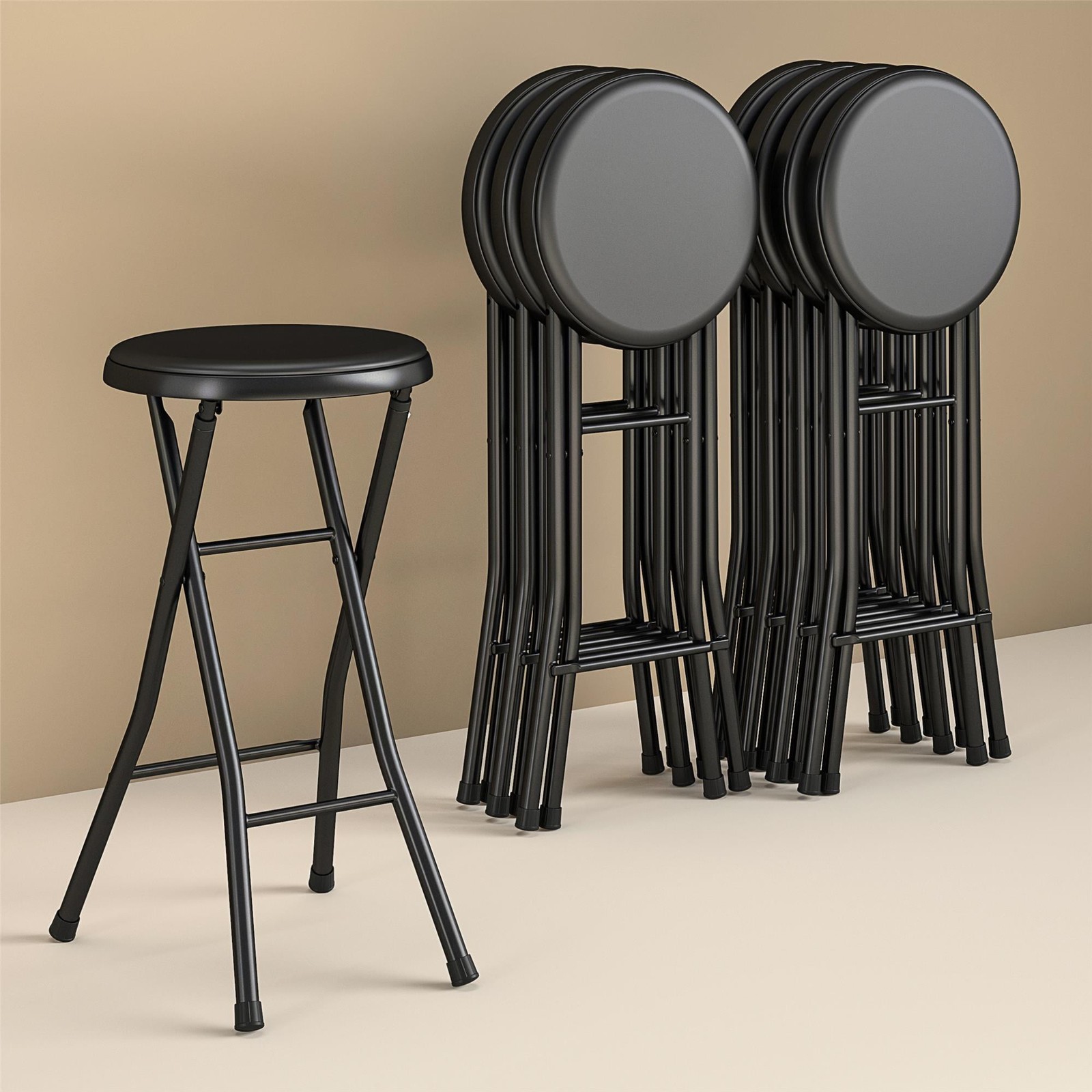 Mainstays 24" Vinyl Padded Folding Stool, Black