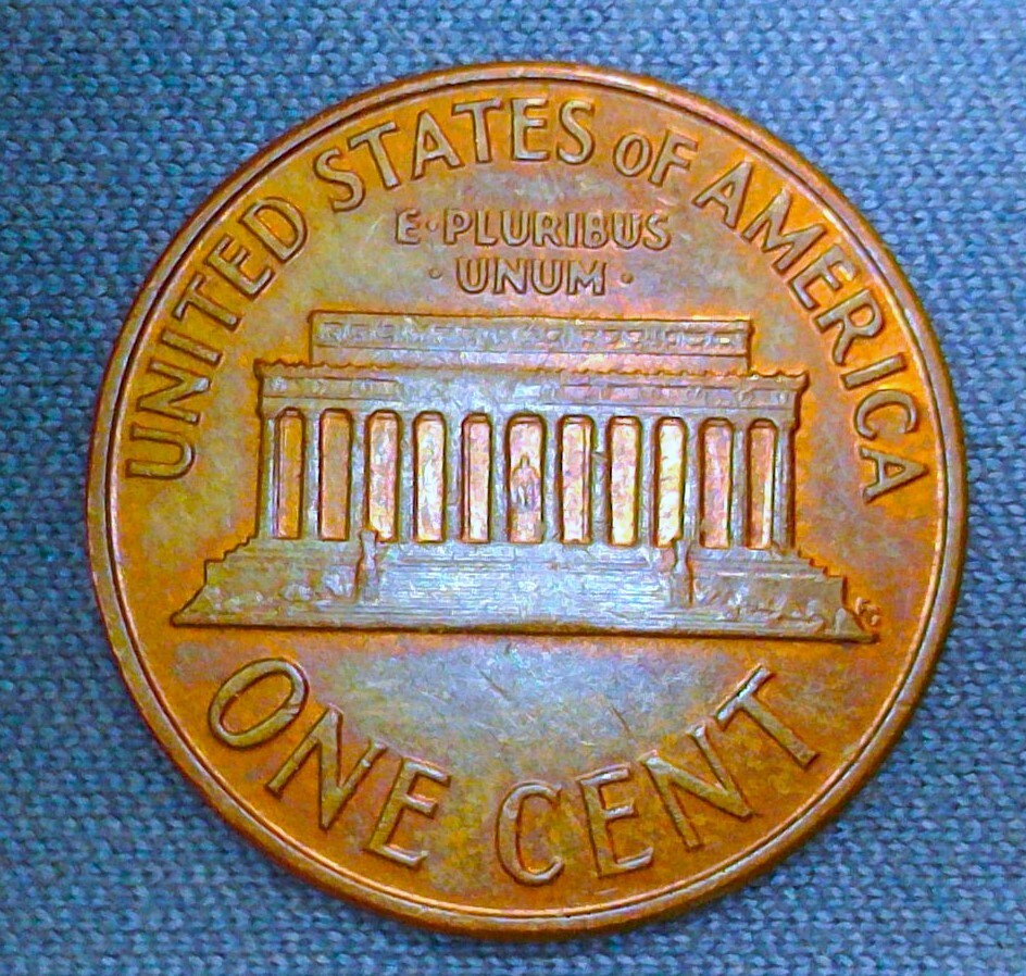 1961-D Lincoln Cent, Rainbow tone, Free Shipping to US
