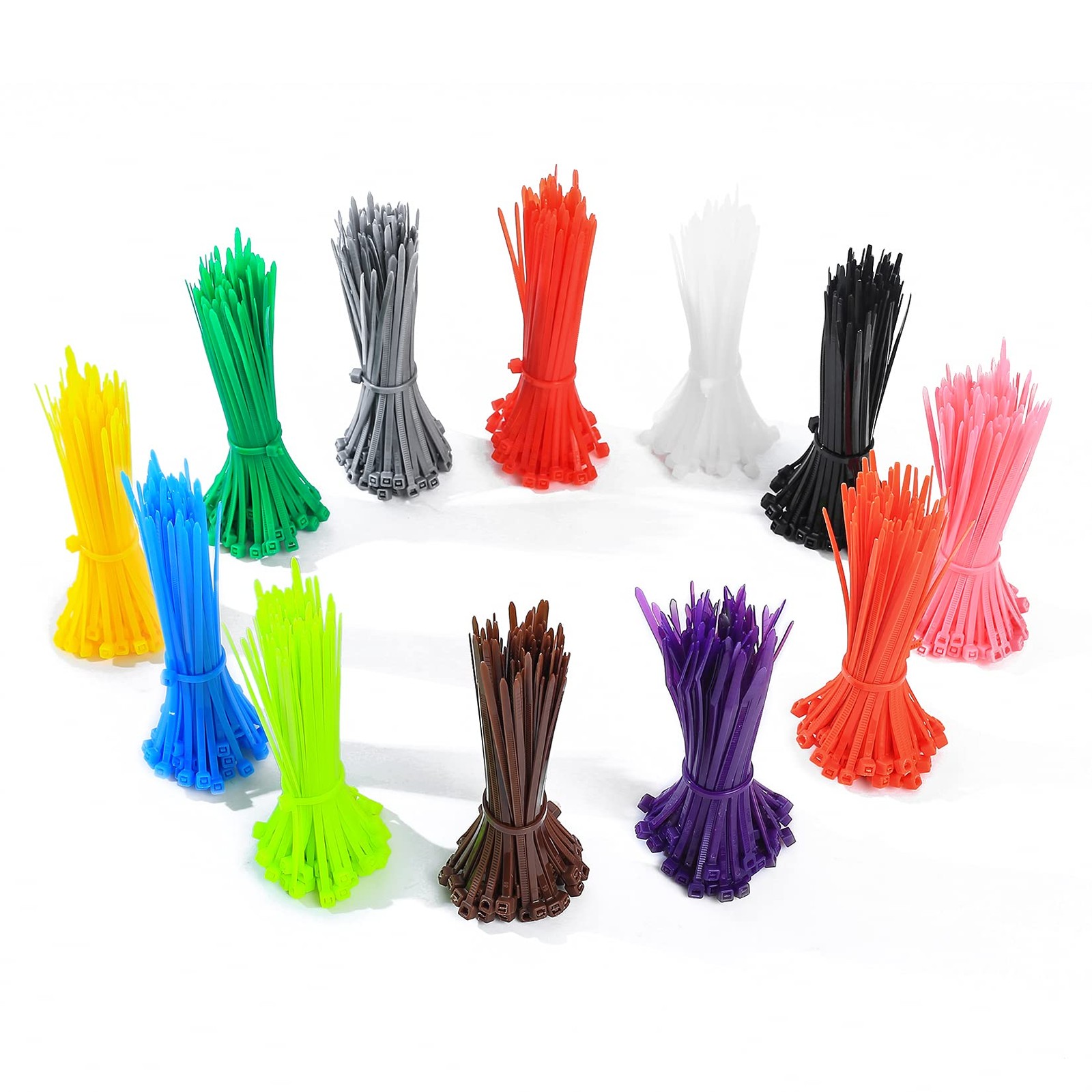 HexinYigjly1200 Pcs Mixed Colored Zip Ties, 4 Inch Multicolor Self-Locking Ny...