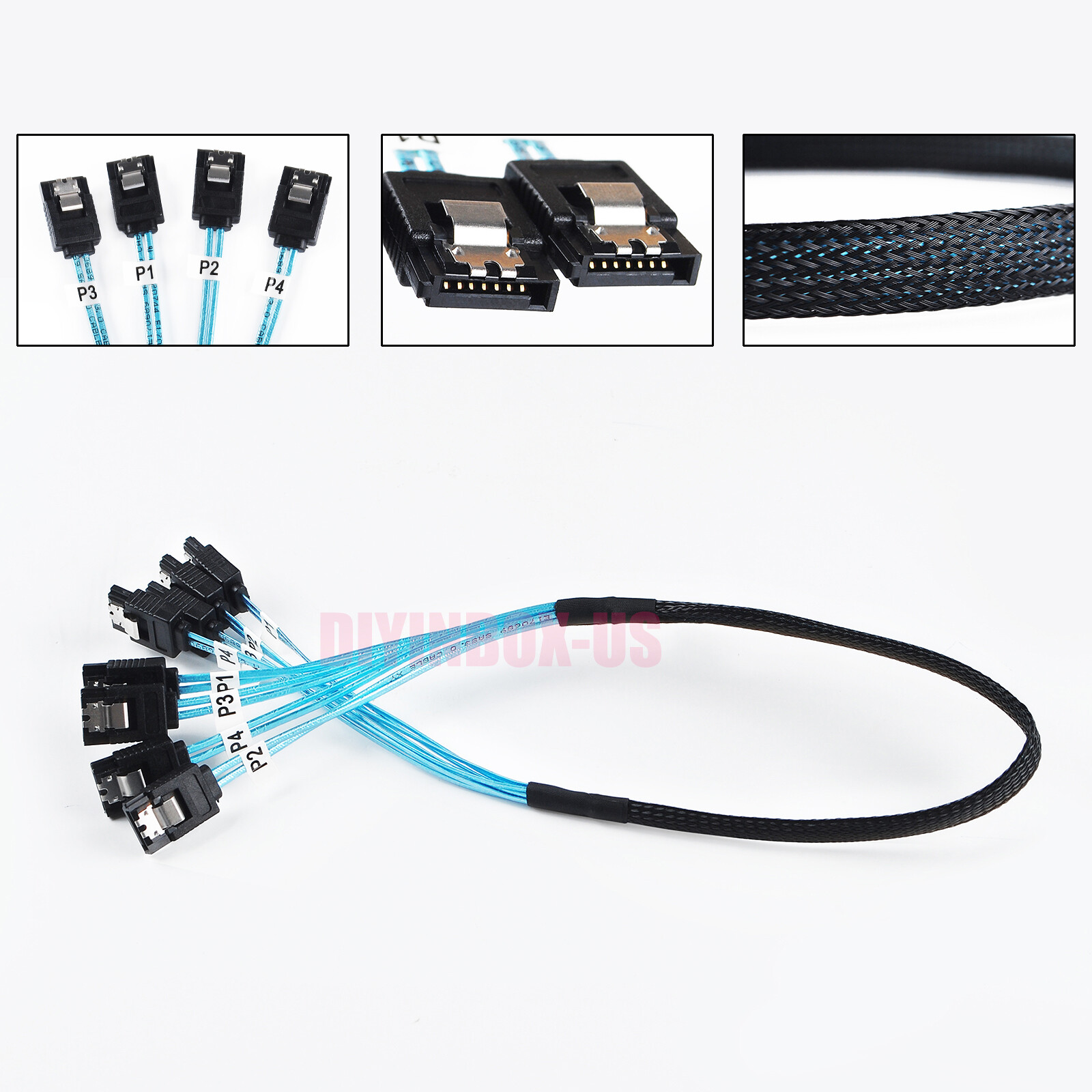 Internal SAS 4 SATA Host to 4 SATA 7pin Target Hard Disk 6Gbps Data Cable 50cm