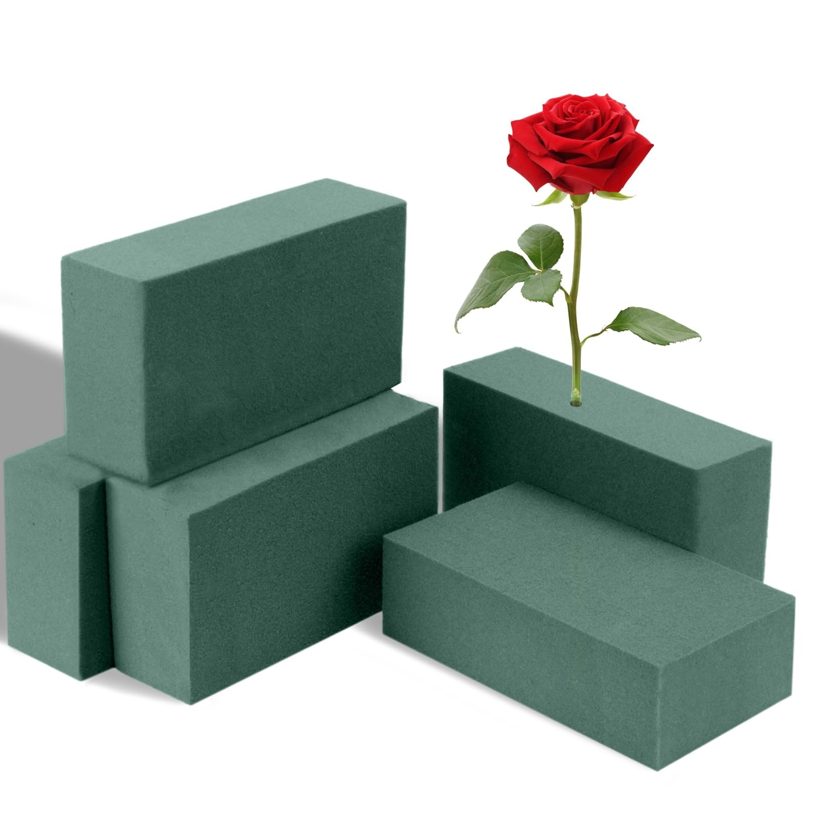 6 Pcs Floral Foam Blocks, 5.5"L x 3.1"W x 1.7"H Plant Foam, Green Dry & Wet F...