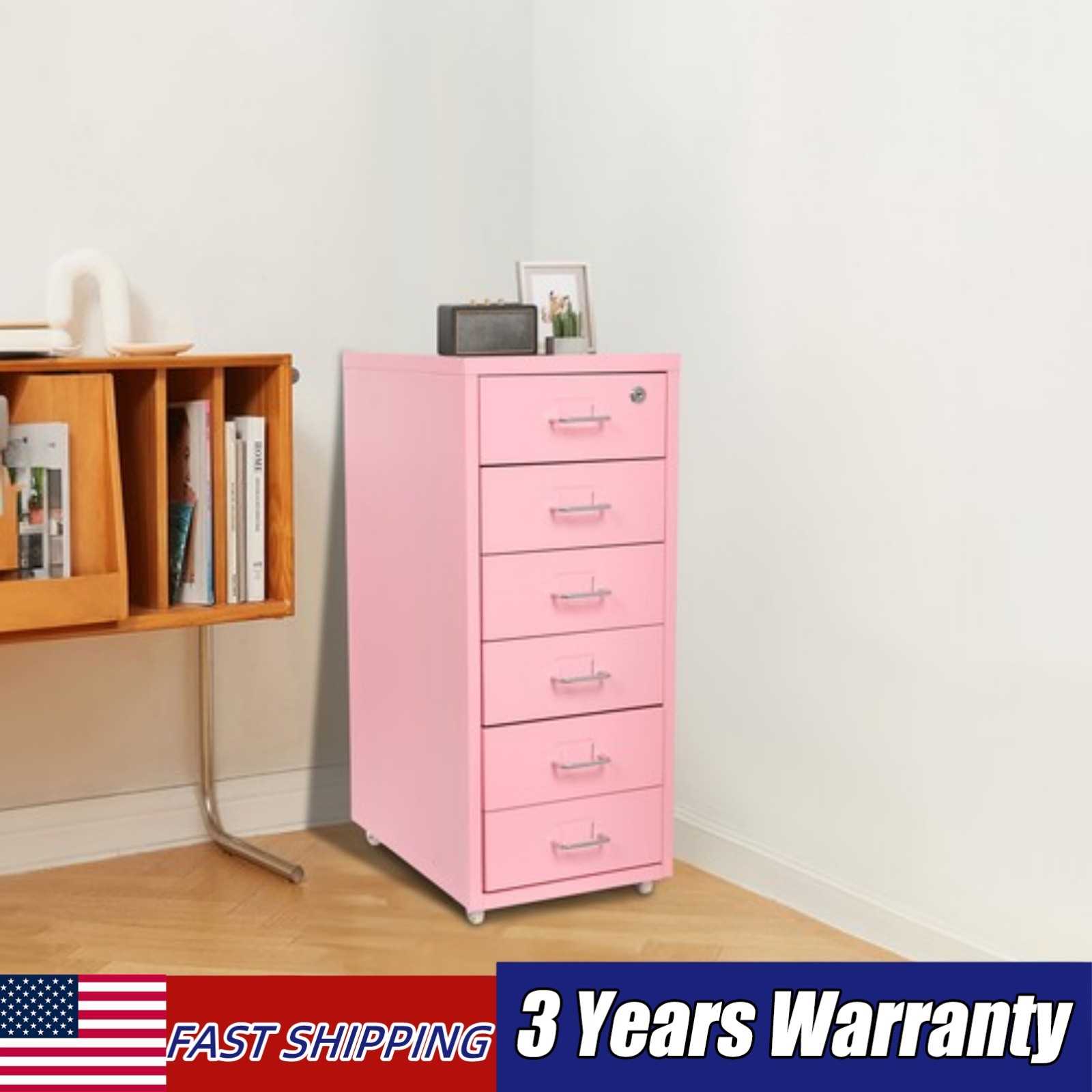 Metal 6 Drawer File Cabinet w/Lock Metal Vertical Filing Cabinet for Office Home
