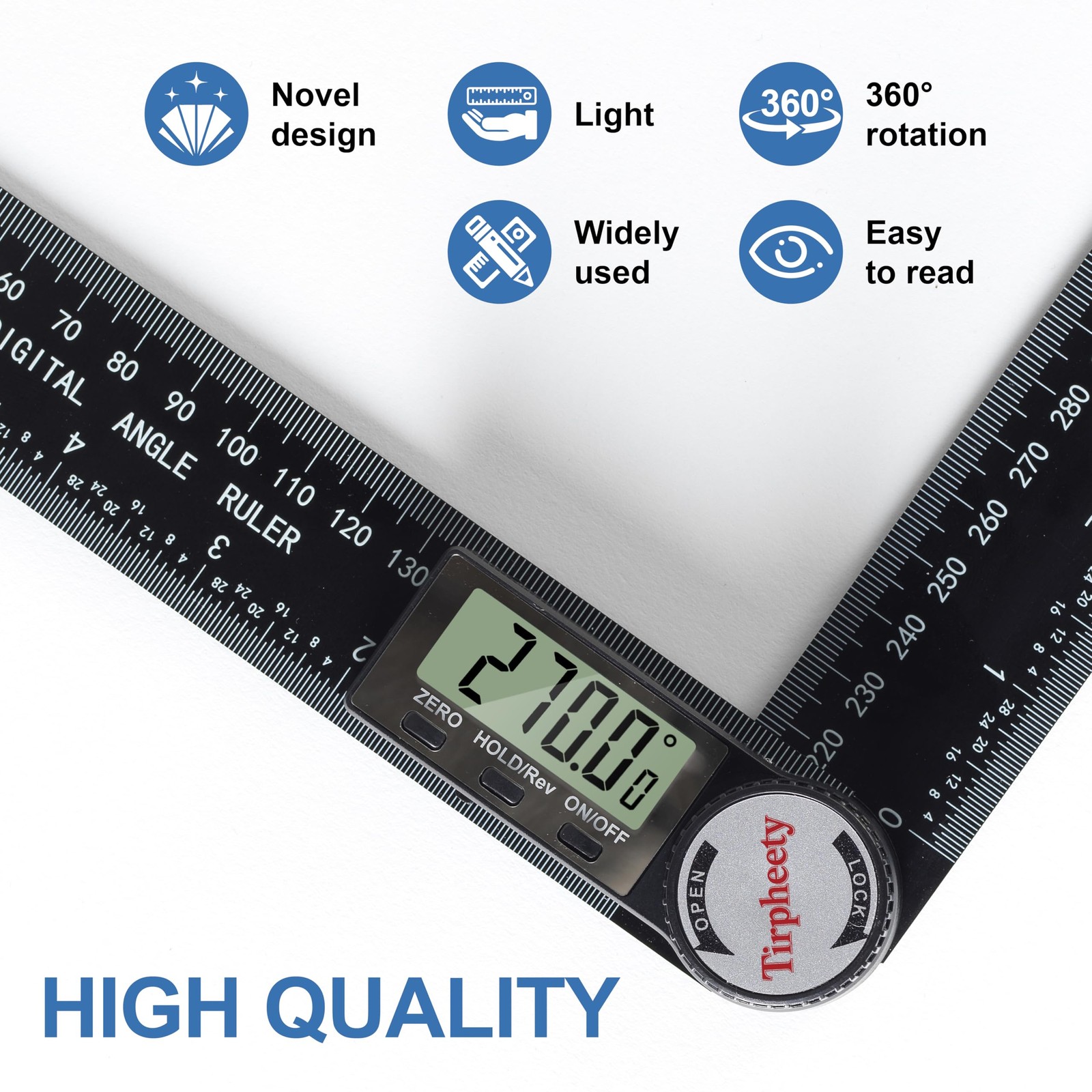 Tirpheety Digital Angle Finder Protractor, 3rd Generation Quick 7 inch, Black
