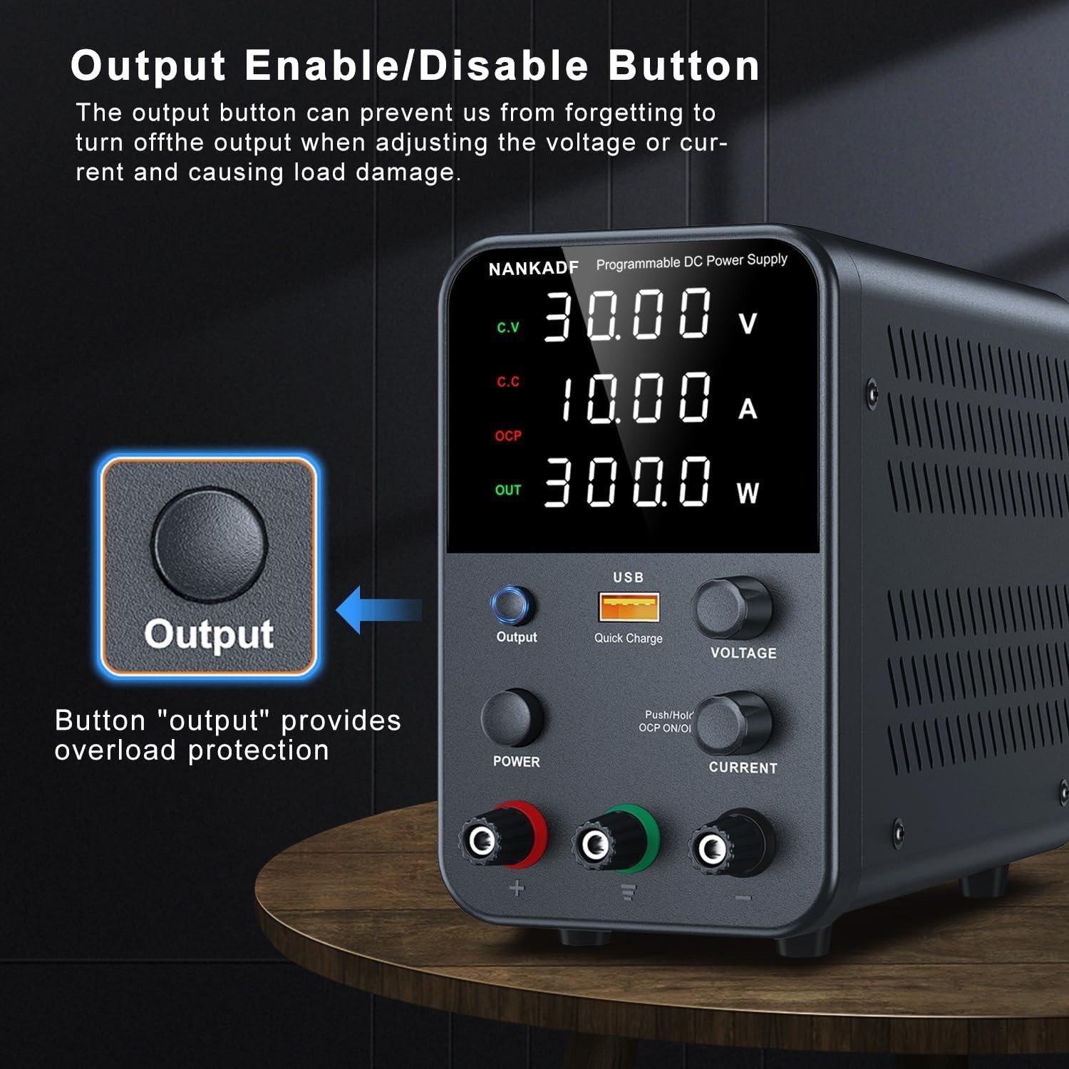 DC Power Supply Variable Bench 100W USB Fast Charging Overcurrent Protection