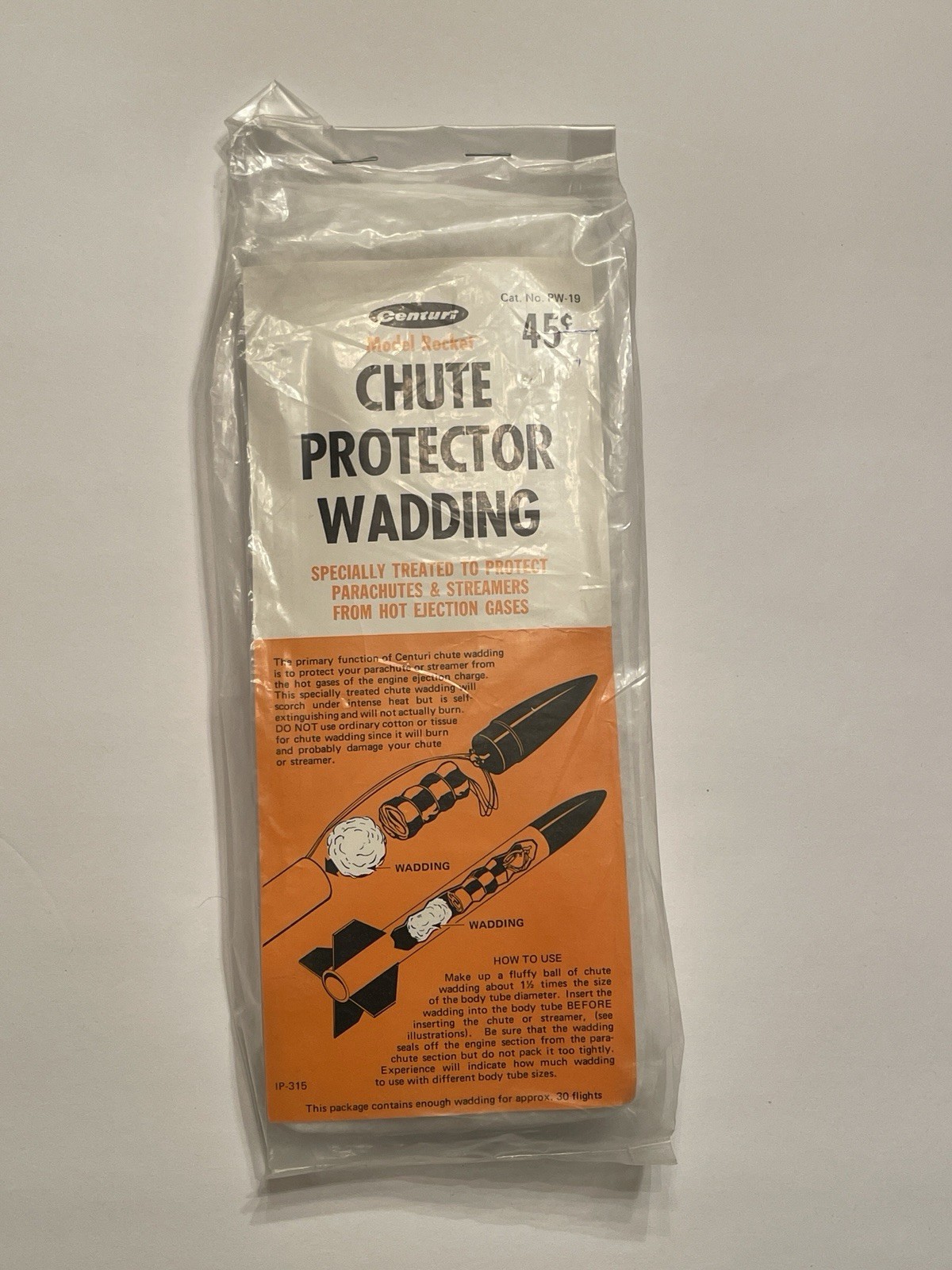 Centuri Flying Model Rocket Chute Protector Wadding MIB Sealed Estes Rocketry
