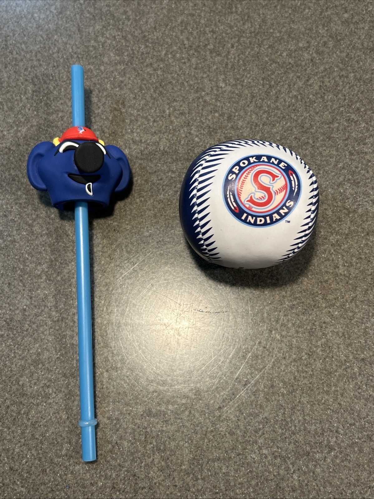 Spokane Indians Foam Baseball And Collectors Straw