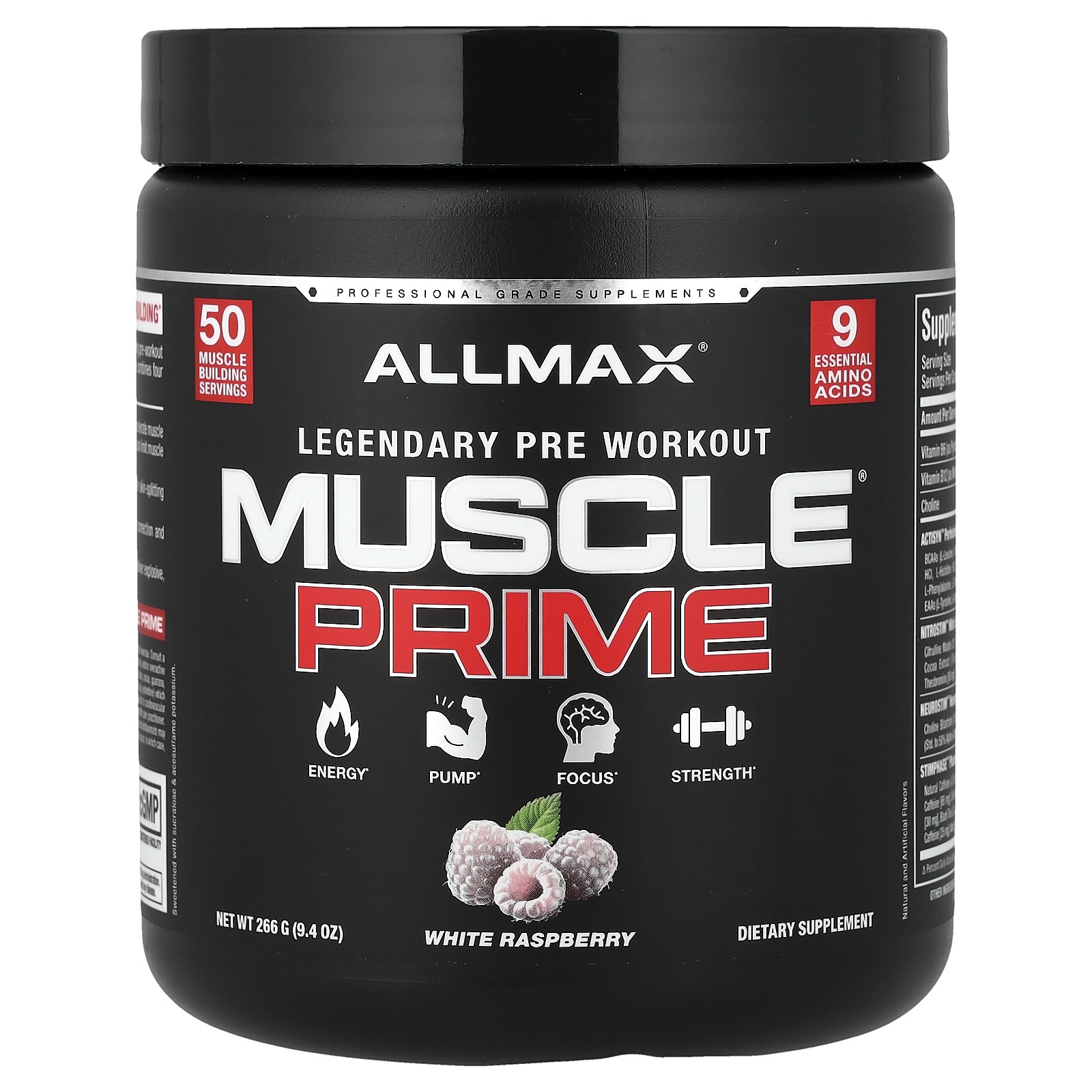 Muscle Prime®, Legendary Pre-Workout, White Raspberry, 9.4 oz (266 g)
