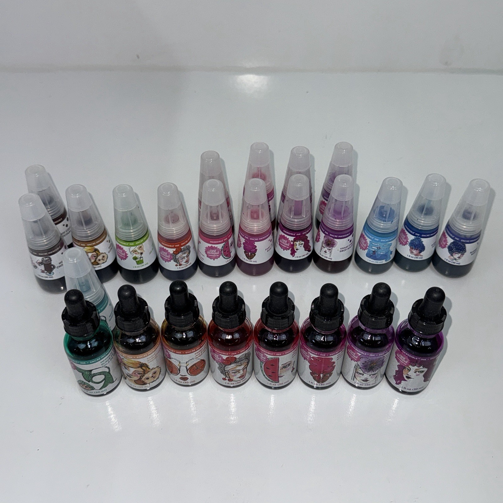 Jane Davenport Inkredible Ink, Lot Of 23, Plastic And Glass Bottles