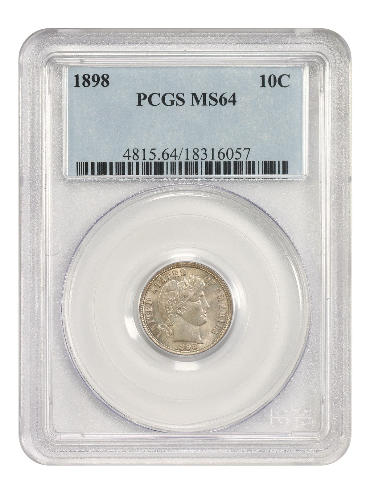 1898 10C PCGS MS64 - Barber Dime