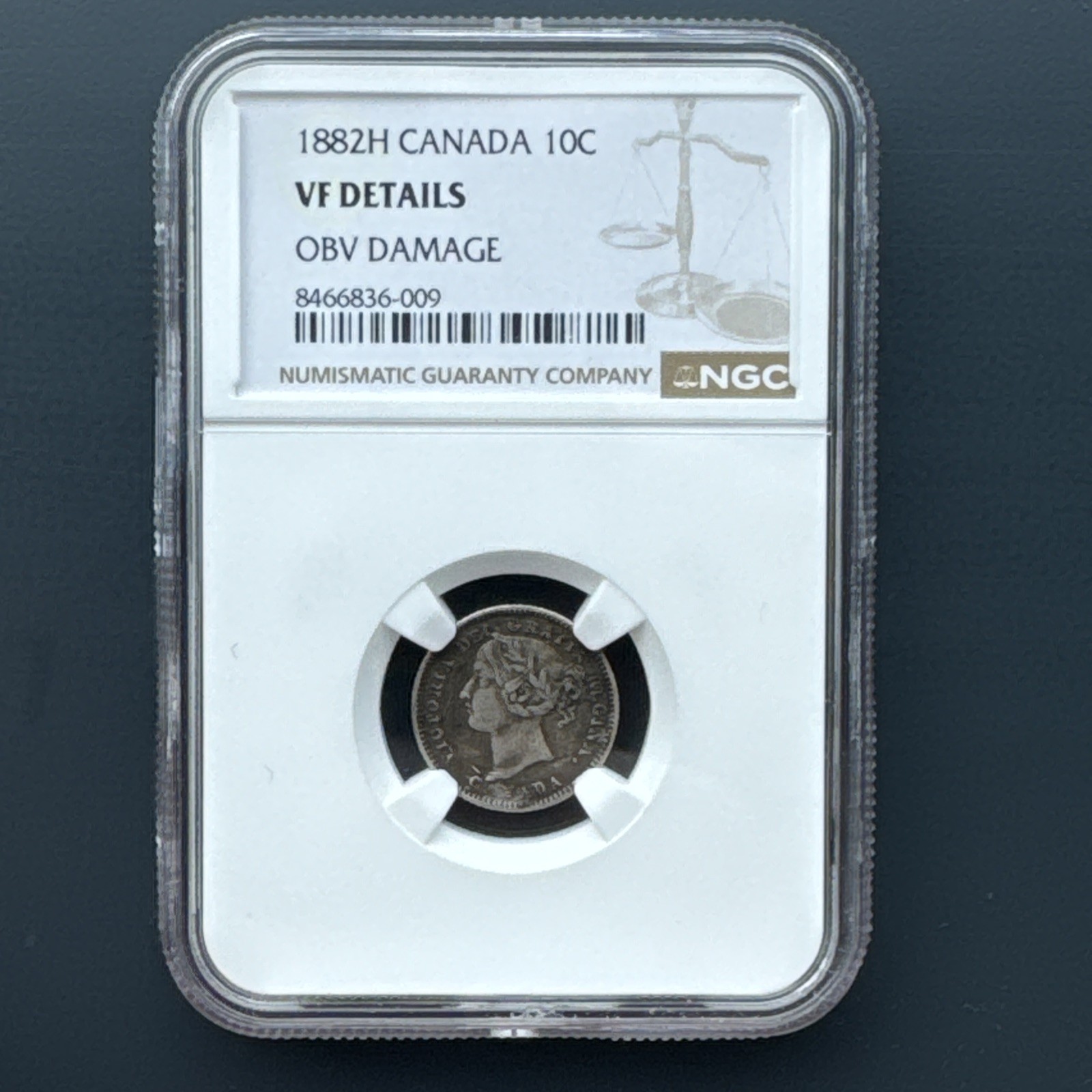 Canada 1882 - 10 Cents Coin - Queen Victoria - .925 Silver - Heaton & Sons Mint