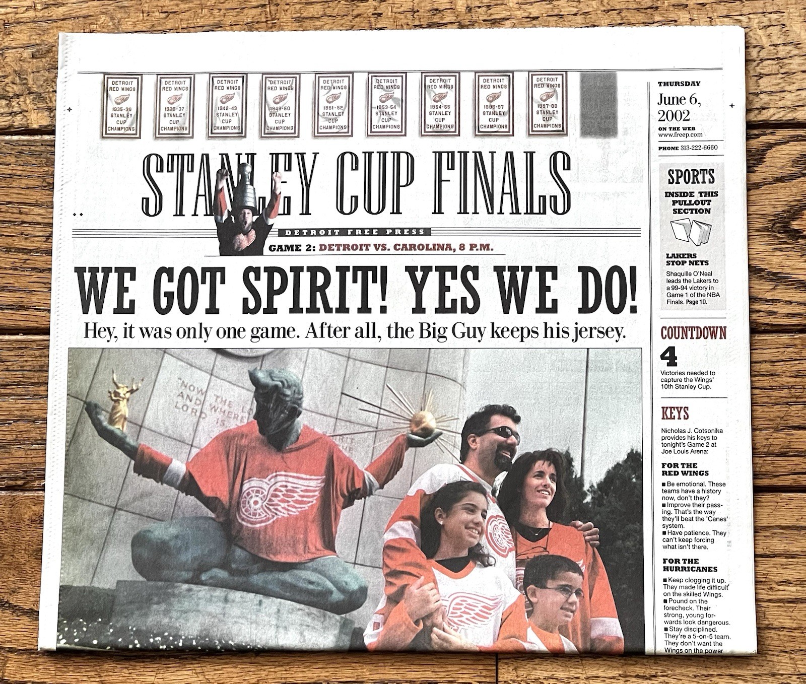 Steve Yzerman/2002 Detroit Free Press/Detroit Red Wings/SPIRIT! - Section Only