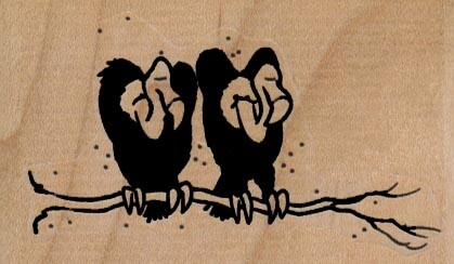 Buzzard Pair on Branch 3 x 1 3/4" Rubber Stamp, Bird Stamp, Bird Lover Stamp