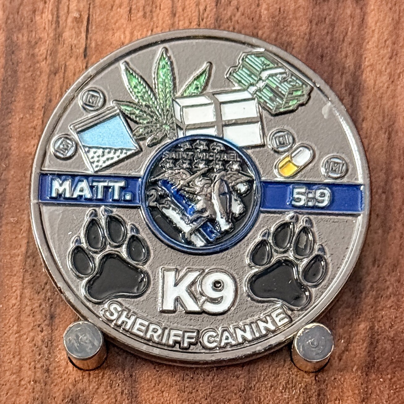 Hamilton County Sheriff K9 Unit Thin Blue Line Enamel Challenge Coin  1#42