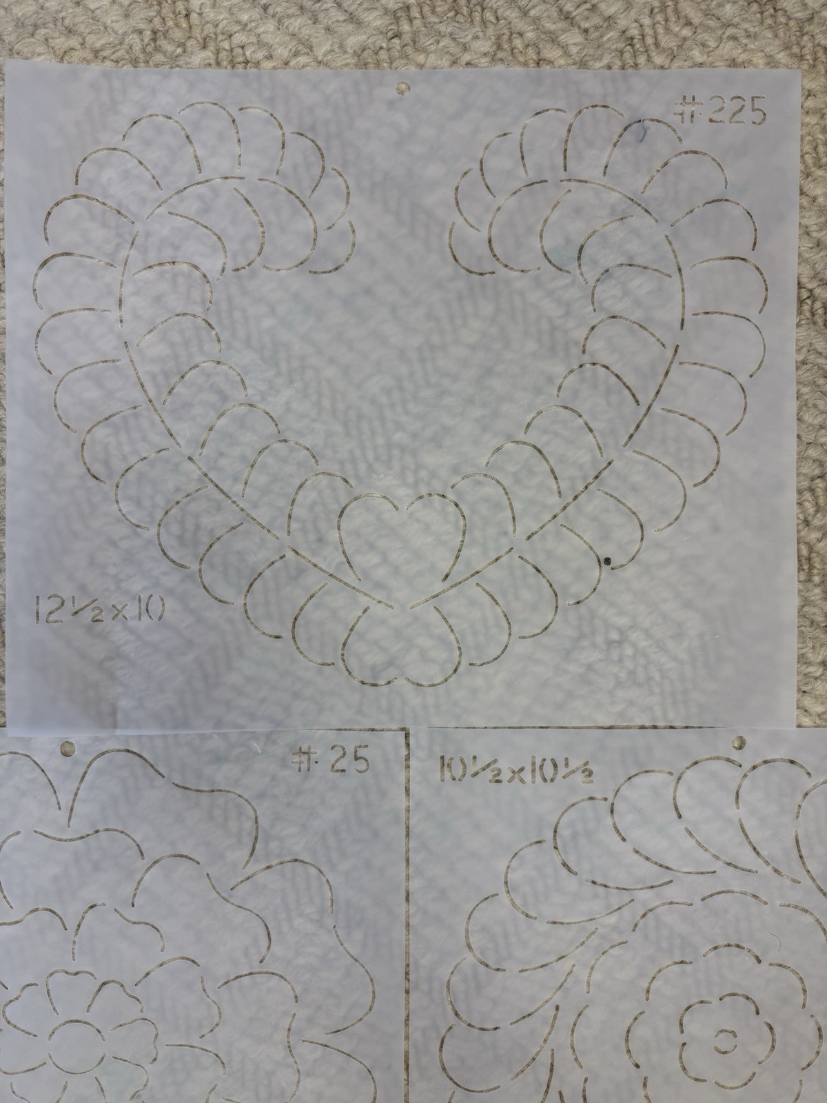 10.5x10.5 quilting stencils x3
